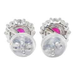 Pt900 プラチナ ルビー ダイヤ0.20ct フラワーモチーフ ピアス レディース 【中古】
