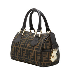 フェンディ ズッカ ミニ ハンドバッグ 8BL103 ブラウン キャンバス レザー レディース FENDI 【中古】