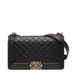 シャネル ボーイシャネル マトラッセ ココマーク チェーン ショルダーバッグ ブラック ラムスキン レディース CHANEL 【中古】