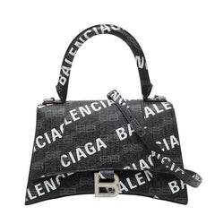 バレンシアガ BBモノグラム アワーグラスXS ハンドバッグ ショルダーバッグ 2WAY ブラック PVC レザー レディース BALENCIAGA 【中古】