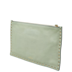 ヴァレンティノ ガラヴァーニ ロックスタッズ クラッチバッグ セカンドバッグ グリーン系 レザー レディース VALENTINO 【中古】