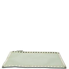 ヴァレンティノ ガラヴァーニ ロックスタッズ クラッチバッグ セカンドバッグ グリーン系 レザー レディース VALENTINO 【中古】