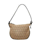 フェンディ ズッキーノ ハンドバッグ ワンショルダーバッグ ベージュ ブラック キャンバス レザー レディース FENDI 【中古】
