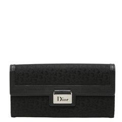 ディオール トロッター 長財布 ブラック キャンバス レザー レディース Dior 【中古】