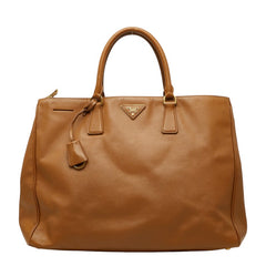 プラダ 三角ロゴプレート ハンドバッグ トートバッグ ブラウン レザー レディース PRADA 【中古】
