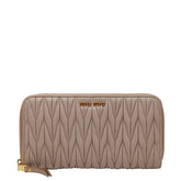 ミュウミュウ マテラッセ ラウンドファスナー 長財布 ピンク レザー レディース MIUMIU 【中古】