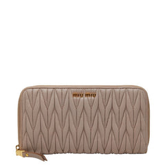 ミュウミュウ マテラッセ ラウンドファスナー 長財布 ピンク レザー レディース MIUMIU 【中古】