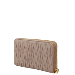 ミュウミュウ マテラッセ ラウンドファスナー 長財布 ピンク レザー レディース MIUMIU 【中古】