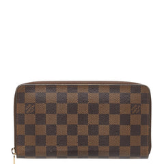 ルイ ヴィトン ダミエ ジッピー オーガナイザー ラウンドファスナー 長財布 N60003 ブラウン PVC レザー レディース LOUIS VUITTON 【中古】