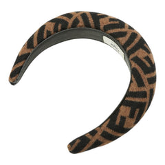 フェンディ ズッカ カチューシャ ヘアアクセサリー ブラウン ブラック ファブリック レザー レディース FENDI 【中古】