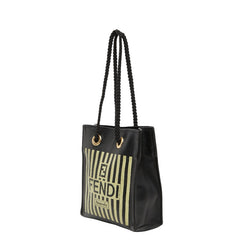 フェンディ Fazzuolo ミニ ハンドバッグ ブラック イエロー レザー レディース FENDI 【中古】
