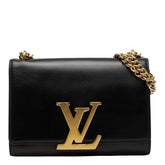 ルイ ヴィトン ポシェットルイーズMM チェーン ショルダーバッグ M51033 ノワール ブラック レザー レディース LOUIS VUITTON 中古