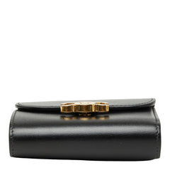 セリーヌ トリオンフ スモール ウォレット 三つ折り財布 ブラック レザー レディース CELINE 【中古】