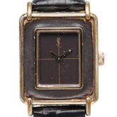 サンローラン マカロン レザーイン 腕時計 4-831268 クオーツ ブラウン文字盤 メタル レザー レディース SAINT LAURENT 【中古】