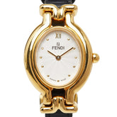 フェンディ オロロジ 2針 腕時計 640L クオーツ ホワイト文字盤 ステンレススチール レザー レディース FENDI 【中古】