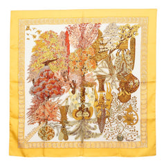 エルメス カレ90 Les Legendes de L'Arbre 木の伝説 スカーフ 大判 イエロー系 マルチカラー シルク レディース HERMES 【中古】