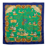 エルメス カレ90 VOILES DE LUMIERE 光の帆船 スカーフ グリーン マルチカラー シルク レディース HERMES 【中古】