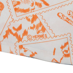 エルメス ツイリー Le Philateliste du Faubourg フォーブルの切手愛好家 スカーフ オレンジ系 シルク レディース HERMES 【中古】