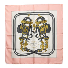 エルメス カレ90 BRIDES de GALA 式典用馬勒 スカーフ 大判 ピンク マルチカラー シルク レディース HERMES 【中古】