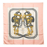 エルメス カレ90 BRIDES de GALA 式典用の馬勒 スカーフ 大判 ピンク マルチカラー シルク レディース HERMES 【中古】