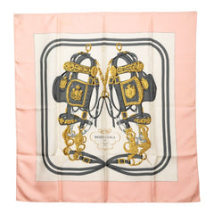 エルメス カレ90 BRIDES de GALA 式典用の馬勒 スカーフ 大判 ピンク マルチカラー シルク レディース HERMES 【中古】