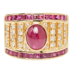 K18YG イエローゴールド ルビー1.93ct ダイヤ0.28ct ルビー1.38ct リング 指輪 レディース 13号 【中古】