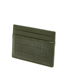 ボッテガヴェネタ イントレチャート カードケース カーキ グリーン レザー レディース BOTTEGAVENETA 【中古】