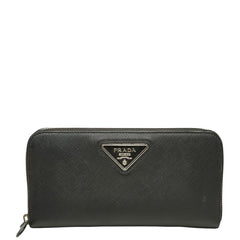 プラダ 三角ロゴプレート ラウンドファスナー 長財布 1ML506 ネロ ブラック サフィアーノレザー レディース PRADA 【中古】