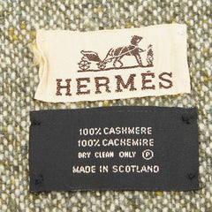 エルメス ロゴ マフラー グリーン カシミヤ レディース HERMES 【中古】