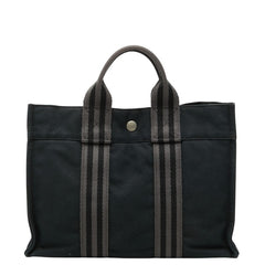 エルメス フールトゥ PM ハンドバッグ トートバッグ ブラック グレー コットンキャンバス レディース HERMES 【中古】
