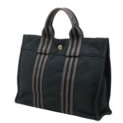 エルメス フールトゥ PM ハンドバッグ トートバッグ ブラック グレー コットンキャンバス レディース HERMES 【中古】