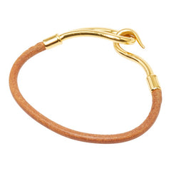 エルメス ジャンボブレス ブレスレット ゴールド ブラウン メッキ レザー レディース HERMES 【中古】