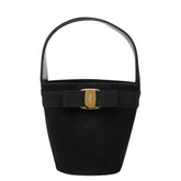 サルヴァトーレフェラガモ ヴァラ リボン ハンドバッグ BA214180 ブラック スウェード レザー レディース Salvatore Ferragamo 【中古】