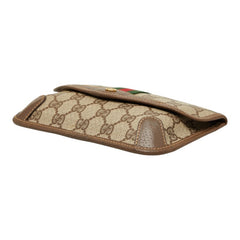 グッチ GGスプリーム シェリーライン ポーチ ベージュ ブラウン PVC レザー レディース GUCCI 【中古】