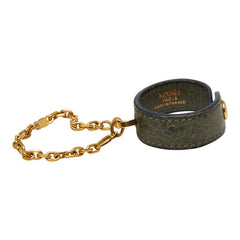 エルメス 手袋 グローブホルダー アクセサリー カーキグリーン オーストリッチ レザー メッキ レディース HERMES 【中古】