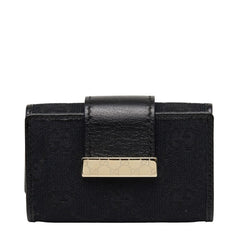 グッチ GGキャンバス ロゴプレート 6連 キーケース 212098 ブラック キャンバス レザー レディース GUCCI 【中古】