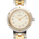 エルメス クリッパー 腕時計 CL3.240 クオーツ ベージュ文字盤 ステンレススチール レディース HERMES 【中古】