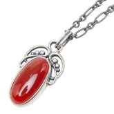 ジョージジェンセン ヘリテージ 2005 オーバル チェーン ペンダント ネックレス レッド SV925 シルバー カーネリアン レディース Georg Jensen 【中古】