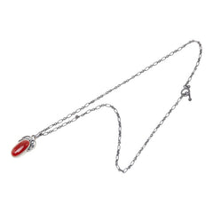 ジョージジェンセン ヘリテージ 2005 オーバル チェーン ペンダント ネックレス レッド SV925 シルバー カーネリアン レディース Georg Jensen 【中古】