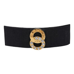 セリーヌ ダブルサークル ビジュー バレッタ ヘアアクセサリー ブラック ゴールド コットン メッキ レディース CELINE 【中古】