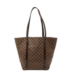 ルイ ヴィトン ダミエ サック ショッピング トートバッグ ショルダー ブラウン PVC レザー レディース LOUIS VUITTON 【中古】