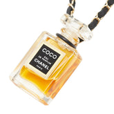 シャネル COCO EAU DE PARFUM ココ オードゥ パルファム 香水 チェーン ネックレス クリア ブラック ゴールド ガラス レザー レディース CHANEL 【中古】