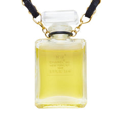 シャネル No.19 パフュームボトル チェーン ペンダント ネックレス ゴールド プラスチック レザー メッキ レディース CHANEL 【中古】