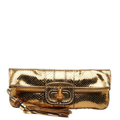 グッチ バンブー タッセル クラッチバッグ セカンドバッグ 218496 ゴールド パイソン レディース GUCCI 【中古】