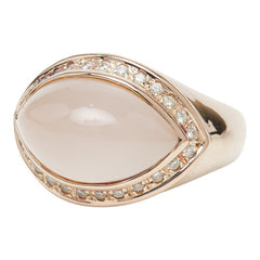 K18PG ピンクゴールド ローズクオーツ10.93ct ダイヤ0.23ct 島田貴金属店 リング 指輪 レディース 16.5号 【中古】