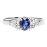 Pt900 プラチナ サファイア0.58ct ダイヤ0.12ct リング 指輪 レディース 10.5号 【中古】