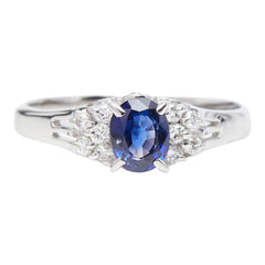 Pt900 プラチナ サファイア0.58ct ダイヤ0.12ct リング 指輪 レディース 10.5号 【中古】
