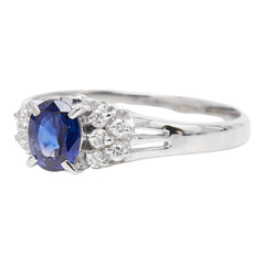 Pt900 プラチナ サファイア0.58ct ダイヤ0.12ct リング 指輪 レディース 10.5号 【中古】