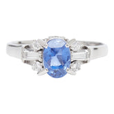PM ピーエム Pt850 プラチナ サファイア1.88ct ダイヤ0.20ct フラワーモチーフ リング 指輪 レディース 15.5号 【中古】
