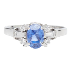 PM ピーエム Pt850 プラチナ サファイア1.88ct ダイヤ0.20ct フラワーモチーフ リング 指輪 レディース 15.5号 【中古】